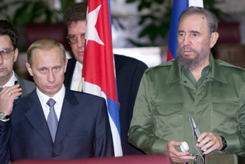 Vladimir Putin and Fidel Castro