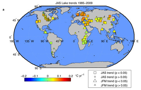 Lake surface temperatures