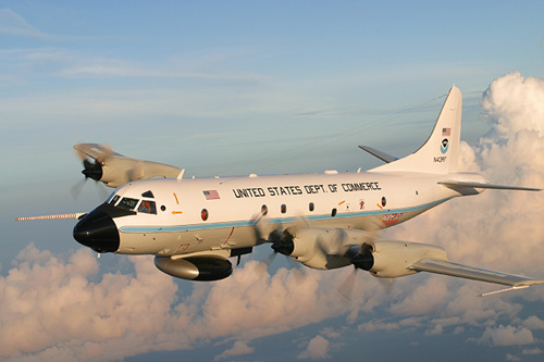 The P3 NOAA aircraft will fly above the Indian Ocean, taking atmospheric measurements.