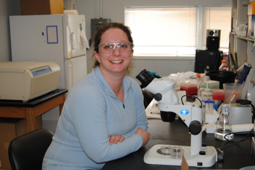 Marine biosciences faculty member Jennifer Biddle in her lab in at the Hugh R. Sharp Campus in Lewes, Del. Images by Rebecca Rothweiler and courtesy of William Orsi