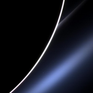 Dawn on Saturn is greeted across the vastness of interplanetary space by the morning star, Venus, in this image from NASA's Cassini spacecraft. Venus appears just off the edge of the planet, in the upper part of the image, directly above the white streak of Saturn's G ring. Lower down, Saturn's E ring makes an appearance, looking blue thanks to the scattering properties of the dust that comprises the ring. A bright spot near the E ring is a distant star. Image Credit: NASA/JPL-Caltech/Space Science Institute Image credit: NASA/JPL-Caltech/Space Science Institute (Click image to enlarge)