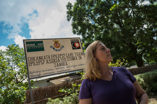 Gretchen Birbeck, MSU professor of neurology and ophthalmology, has spent two decades helping people with epilepsy in Africa. She is a mentor to medical student Melissa Elafros, who works to reduce stigma associated with the disease. Photo by Kurt Stepnitz.