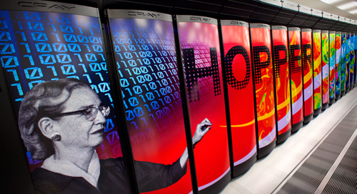 The bulk of the Planck computations were performed on the Cray XE6 supercomputer, named for computer scientist Grace Hopper, at the Department of Energy's National Energy Research Scientific Computing Center at the Lawrence Berkeley National Laboratory, Berkeley, Calif. Image courtesy Lawrence Berkeley Nat'l Lab - Roy Kaltschmidt, photographer