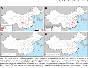 Hotspots in China. Potential influenza reassortment areas in China. Image credit: University of California (Click image to enlarge)