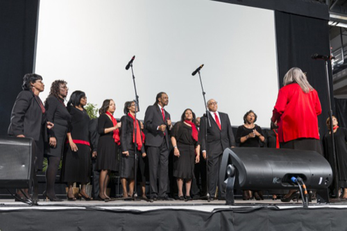 The Canaan Baptist Choir of New Castle entertains during Friday's event. Photos by Kathy F. Atkinson and Evan Krape
