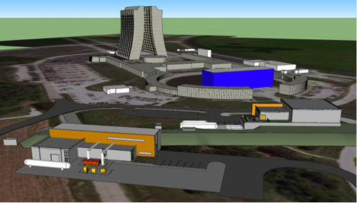 Conceptual drawing of the buildings on the Fermilab site that will host the new Muon g-2 and Mu2e experiments. Image credit: Fermilab