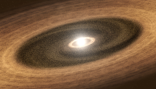 The formation of a baby solar system. Image credit: NASA/JPL-Caltech
