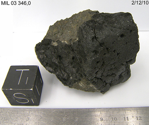 MSU researcher Michael Velbel was part of a team that examined a meteorite similar to this one, looking for clues that life may have once existed on Mars. Photo courtesy of NASA.