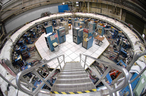 The Muon g-2 storage ring, in its current location at Brookhaven National Laboratory in New York. The ring, which will capture muons in a magnetic field, must be transported in one piece, and moved flat to avoid undue pressure on the superconducting cable inside. Image credit: Brookhaven National Laboratory