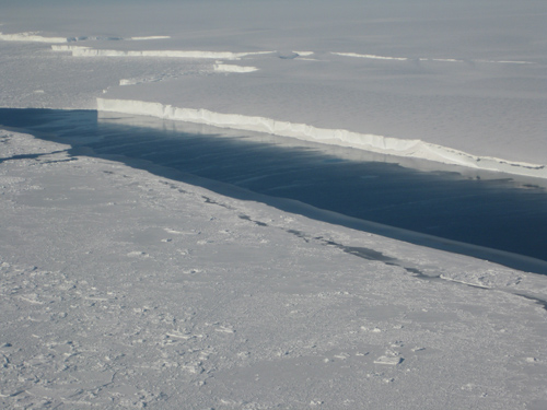 This photo shows the ice front of Venable Ice Shelf, West Antarctica, in October 2008. It is an example of a small-size ice shelf that is a large melt water producer. The image was taken onboard the Chilean Navy P3 aircraft during the NASA/Centro de Estudios Cientificos, Chile campaign of Fall 2008 in Antarctica. Image credit: NASA/JPL-Caltech/UC Irvine