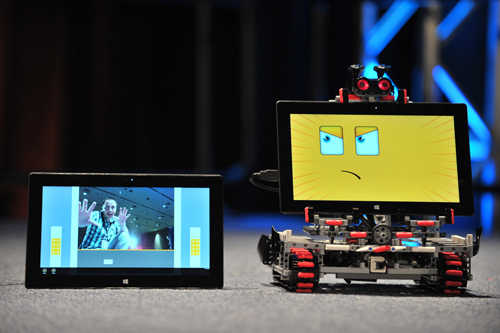 Creating new connected-device and robotic scenarios on Windows. Microsoft and LEGO Education built a new MINDSTORMS robot with facial tracking to inspire developers, students and educators to imagine the possibilities on the Windows platform. Image credit: Microsoft