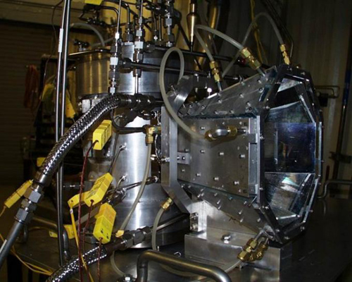 A laboratory model of a multi-tube solar reactor at the University of Colorado Boulder that can be used to split water in order to produce clean hydrogen fuel. (Photo courtesy University of Colorado Boulder) 