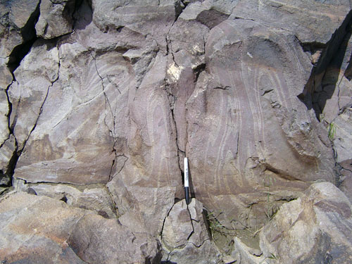 Hardened Lava Flow From Ancient Eruption. Photo Credit: Graham Andrews, assistant professor at California State University Bakersfield. Evidence of flowing lava hardened into rock found in Idaho several miles away from the site of an 8 million year old supervolcano eruption at Yellowstone.