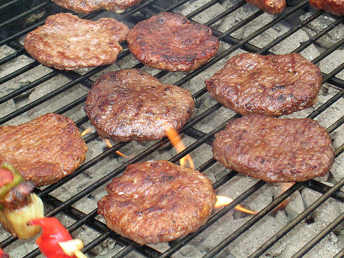 Burgers on the barbecue.  Image credit: Neil Turner 