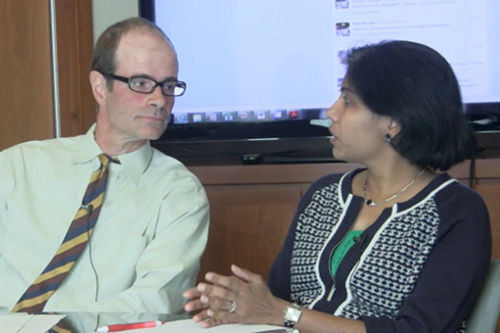 Alexander Brown and Anuradha Sivaraman use Twitter in their courses. Image credit: University of Delaware