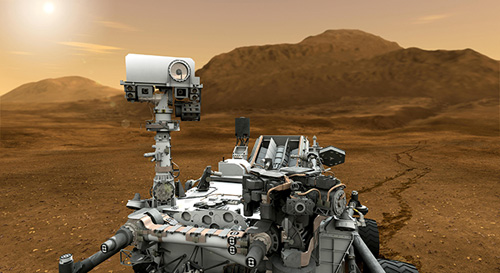 This artist concept features NASA's Mars Science Laboratory Curiosity rover, a mobile robot for investigating Mars' past or present ability to sustain microbial life. Image credit: NASA/JPL-Caltech