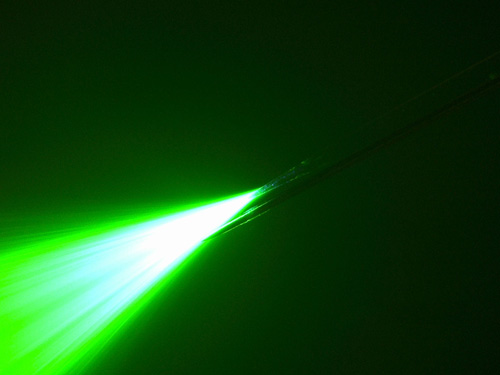 Optrode or electrode? This hair-thin combination of electrode and optical fiber allows researchers to deliver stimulating light and current to a neuron and to measure the electrical activity of each. Image credit: Sheinberg lab/Brown University 