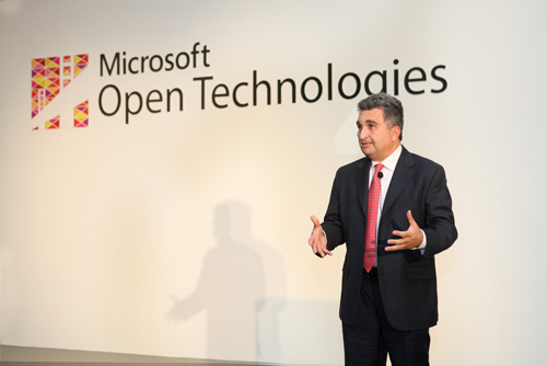 Jean Paoli, President of Microsoft Open Technologies, Inc., during his keynote at the launch of Microsoft Open Technologies in Shanghai, China on Jan. 16, 2014. Image credit: Microsoft