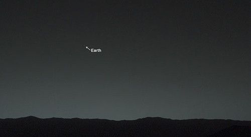 The two bodies in this portion of an evening-sky view by NASA's Mars rover Curiosity are Earth and Earth's moon. Image credit: NASA/JPL-Caltech/MSSS/TAMU
