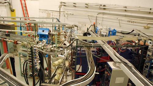 One of the experimental areas at WNSL filled with beamlines, detectors, and other equipment before the start of the decommissioning effort in summer 2013. Image credit: The Wright Laboratory
