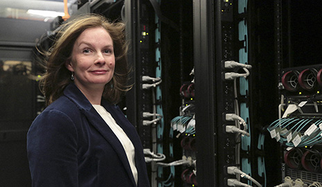 Nadine Unger with Yale's omega supercomputer. Image credit: Yale University