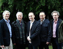 Left to Right: Steve Albon (Chair of the National Ecosystem Assessment) Dan Osborn (NERC, Living with Environmental Change Champion) Dr Robert Fish (UoE, Project leader) Simon Maxwell (Social Research Adviser, Defra) and Daniel Start (Dialogue & Engagement Officer, Sciencewise). Image credit: University of Exeter