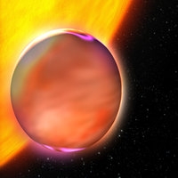 Extrasolar planet HD189733b rises from behind its star. Is there methane on this planet? (Image credit: ESA)