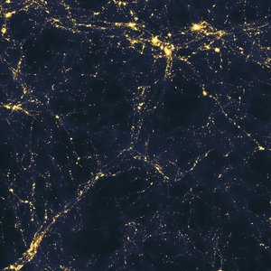 A computer model shows one scenario for how light is spread through the early universe on vast scales (more than 50 million light years across) (Image credit: Andrew Pontzen/Fabio Governato)