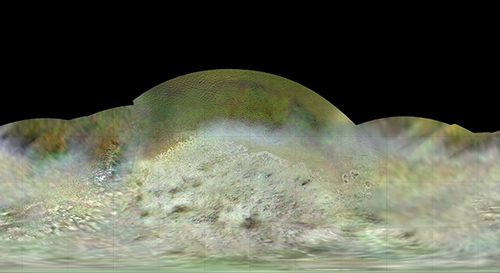 The Voyager 2 spacecraft flew by Triton, a moon of Neptune, in the summer of 1989. Image credit: NASA/JPL-Caltech/Lunar & Planetary Institute