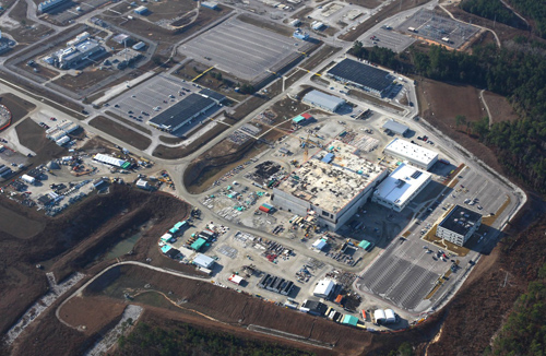 The partially constructed plutonium fuel (MOX) plant at SRS is estimated to cost from $8-10 billion but on March 4, 2014 DOE announced that the project was to be put on “cold standby.” Photo credit: © High Flyer (Image Source: SRS Watch)