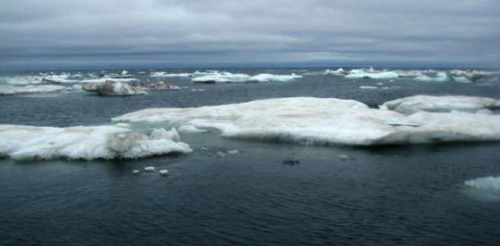 The sea ice in July 2014 as it begins to retreat from the Alaskan coast. Photo credit: J. Thomson / UW