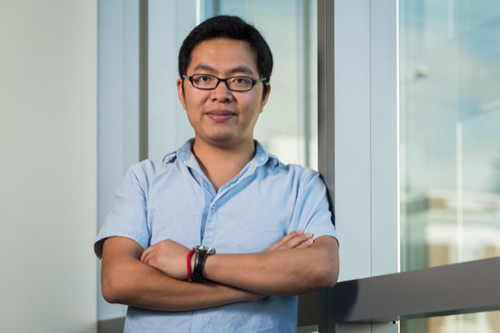 Doctoral candidate Chi Yan is developing a simulation to optimize offshore wind farm layout. Photo by Evan Krape