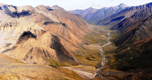 Headwaters of the Sagavanirktok River, North Slope of the Brooks Range, Arctic Alaska. Image credit: George W. Kling