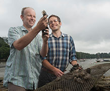 Nick Boase and colleague examine samples. Image credit: University of Exeter