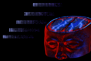 Resonanz in der Aktivität von Nervenzellen (links) erlaubt, dass Impulse im Gehirn über weite Entfernungen übertragen werden, etwa von der Rückseite des Gehirns in Richtung Stirn während der Verarbeitung optischer Reize. Bild credit: Gunnar Grah//BLBT