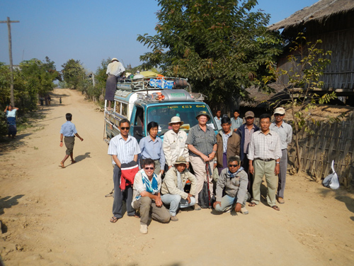 UA geoscientist Alexis Licht (bottom left) and his colleagues from the French-Burmese Paleontological Team used fossils they collected in Myanmar to determine that the Asian monsoon started at least 40 million years ago. Jean-Jacques Jaeger (center, with hiking stick) of the University of Poiters, France, led the team. (Photo credit: French-Burmese Paleontological Team, 2012)