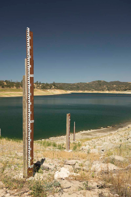 The 2012-2014 California drought, unusual in the context of the last 1,200 years, greatly diminished water reserves in Lake Nacimiento of the upper Salinas Valley. (Photo by Daniel Griffin)