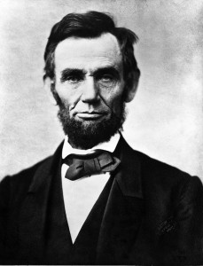 The "Gettysburg Portrait", A head-on photograph of Abraham Lincoln taken on November 8, 1863; two weeks before his Gettysburg Address. Photographer Alexander Gardner (Source: Wikimedia Commons)