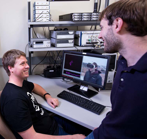 Two of the Cockrell School graduate students behind Radiosense, Ken Pesyna and Andrew Kerns. Image credit: Cockrell School of Engineering, UT Austin