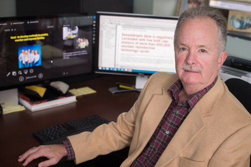 James Ireland, an MSU professor in reproductive physiology, has found that too much of a hormone commonly used in in-vitro fertility, or IVF, treatments actually decreases a woman’s chances of having a baby. Photo Credit: G.L. Kohuth