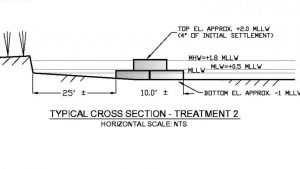 Schematic of an oyster reef designed to mitigate coastal erosion. Image credit: North Carolina State University (Click image to enlarge)