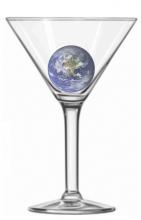 Cocktail geoengineering art courtesy of Ken Caldeira. Earth image courtesy of NASA