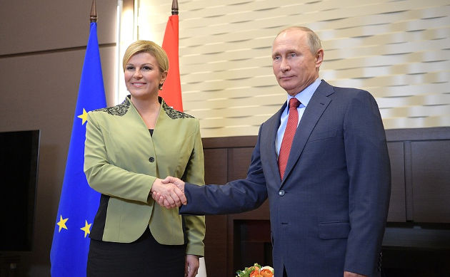 President Vladimir Putin with President of Croatia Kolinda Grabar-Kitarovic. Photo credit: Kremlin.ru